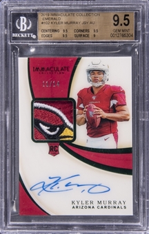 2019 Panini Immaculate Collection Emerald #102 Kyler Murray Signed Patch Rookie Card (#11/14) - BGS GEM MINT 9.5/BGS 10